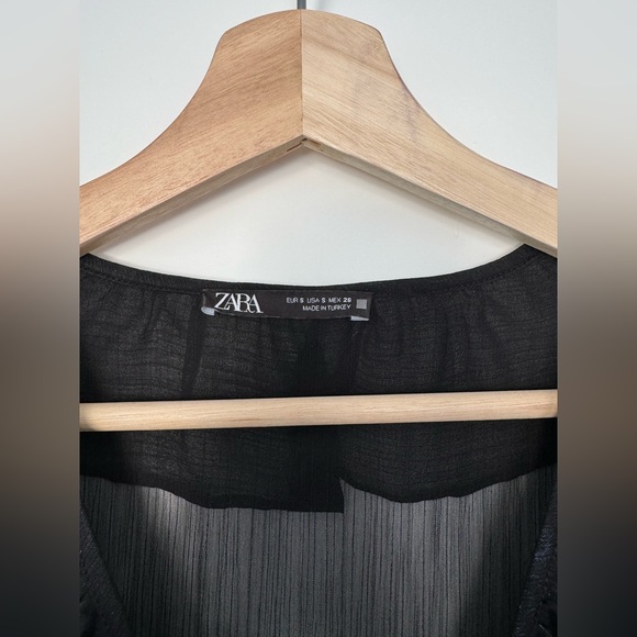 Zara Semi Sheer Blouse With Ruffles - Picture 4 of 4